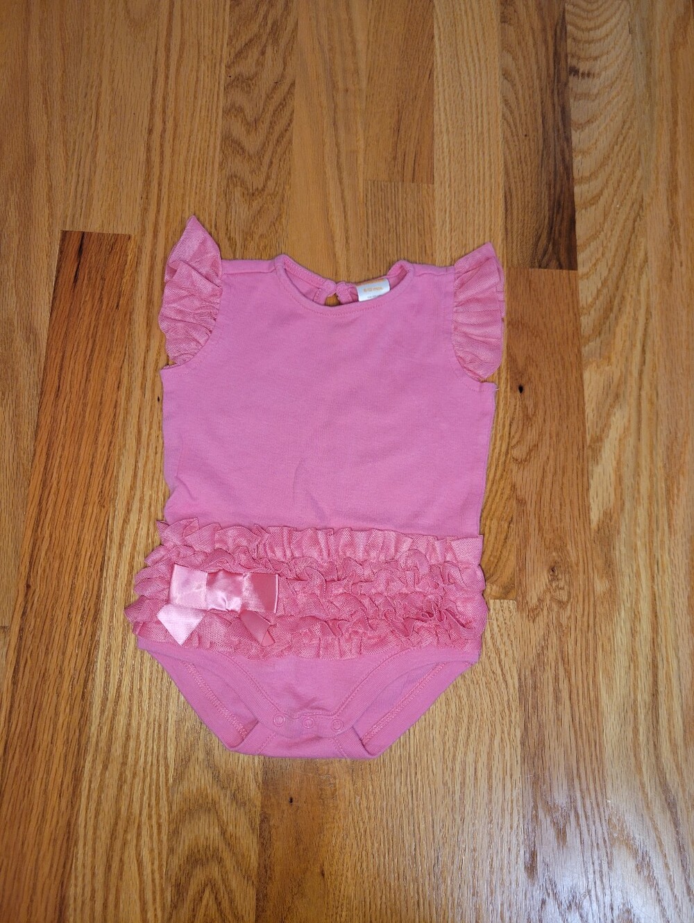 Gymboree Baby Girl Pink Ruffle Bum Bodysuit with Flutter Sleeves- 6-12 Months